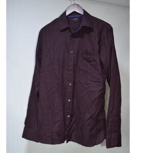 Allen Edmonds Men’s Medium Burgundy Herringbone Long Sleeve Button Down Shirt